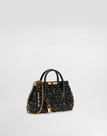 Håndtaske Dolce & Gabbana Dolce & Gabbana Mini Marlene Iguana-Print Calfskin Handbag Sort | BB7744AJ6798S485, 2