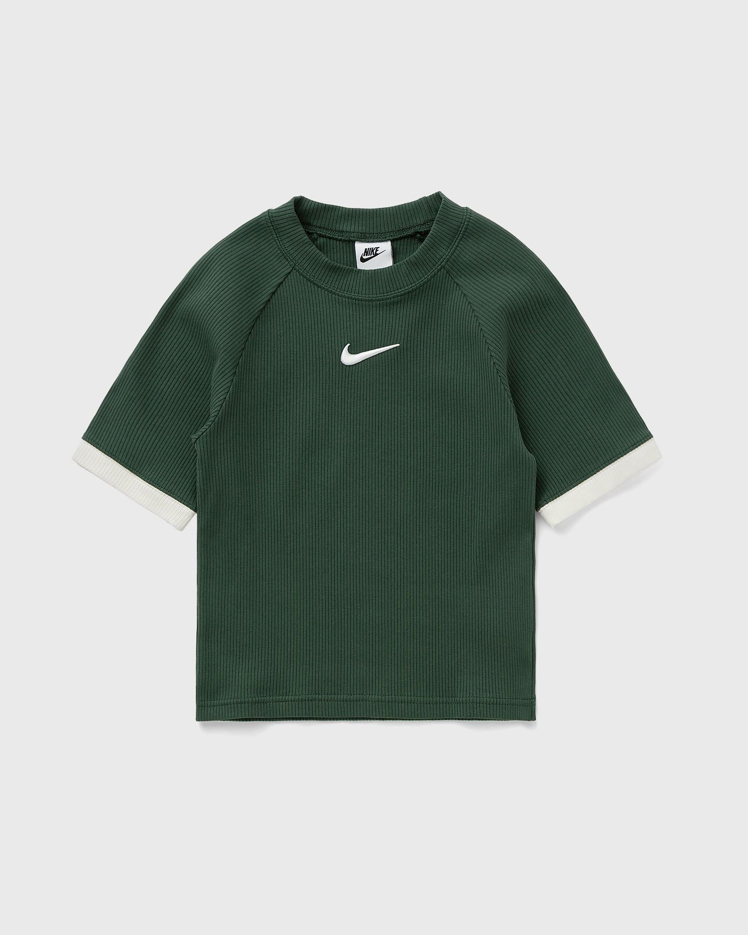 T-shirt Nike Ribbed Fitted Short Sleeve Top with White Cuffs Grøn | IO8894-323, 1