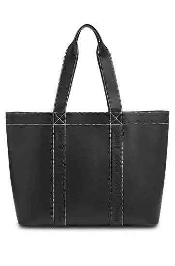 Mulepose BOSS Faux-Leather Tote Bag with Embroidered Logos Sort | 50547481
