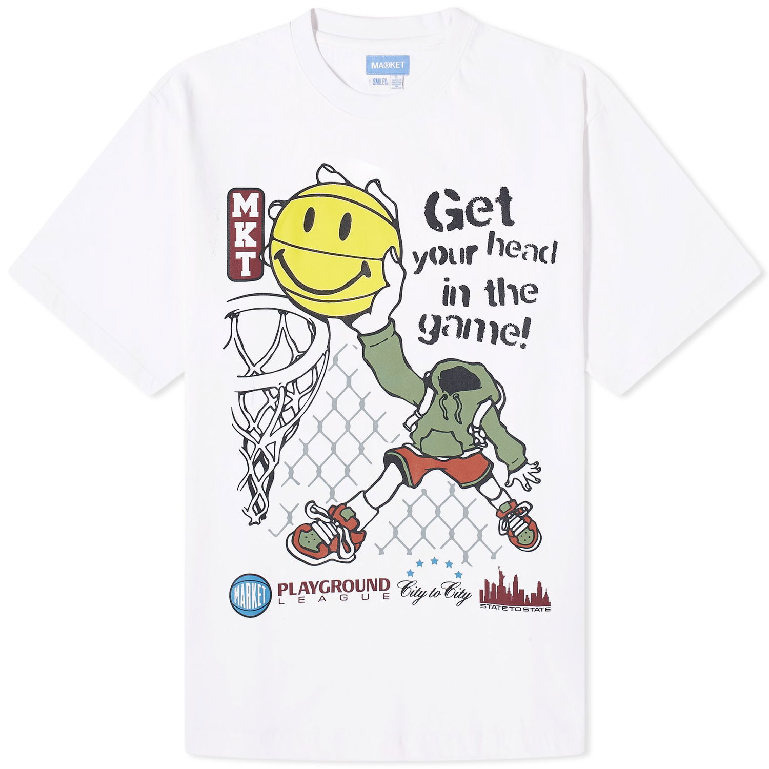 T-shirt MARKET Smiley Head In The Game T-Shirt Hvid | 399001666-WHT, 0