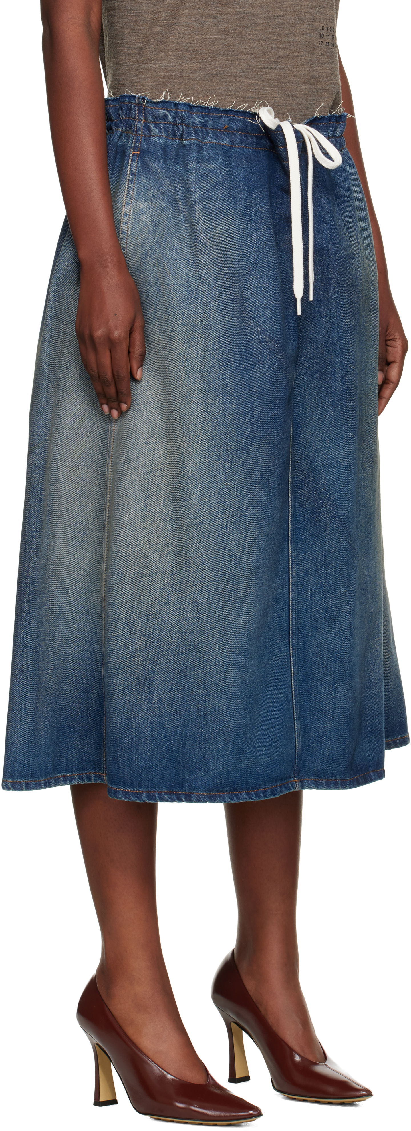 Nederdel Maison Margiela MM6 Maison Margiela Drawstring Denim Midi Skirt Blå | S52MI0023 M30017, 1