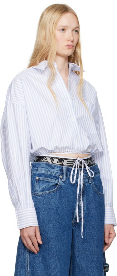 Skjorte Alexander Wang Alexander Wang.t Oxford Wrap Cropped Shirt Blå | 4WC2251000, 1