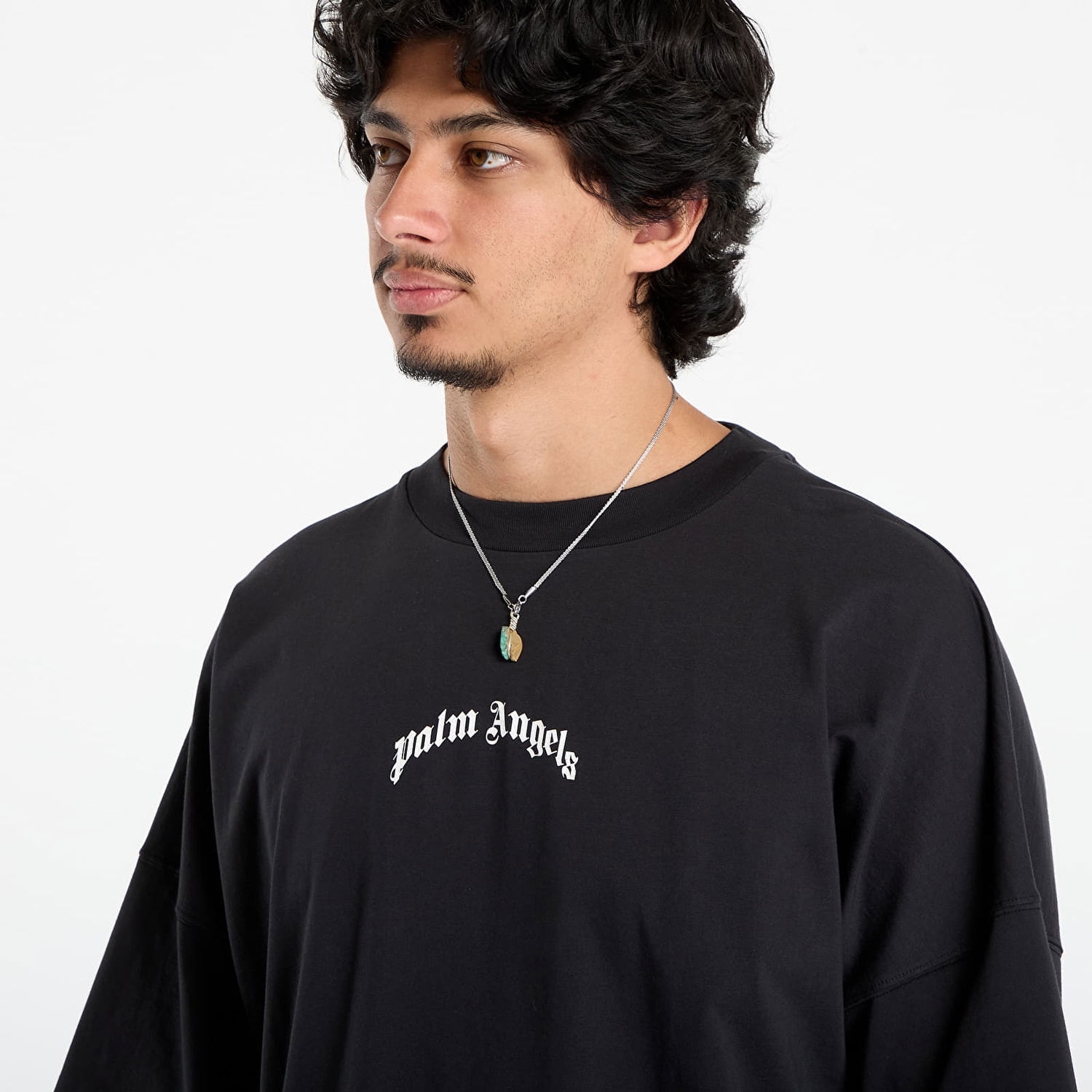 T-shirt Palm Angels Palm Angels Back Curved Logo Over T-Shirt Sort | PMAA10BF25JER0011003, 1