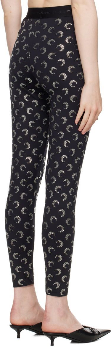 Leggings Marine Serre Marine Serre Moon Rhinestoned Jersey Leggings Sort | WPA111A CJER0002, 2