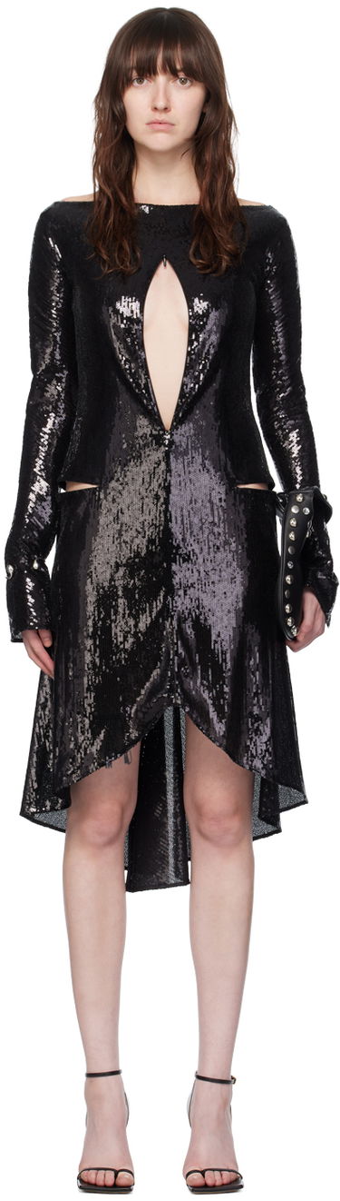 Kjole Courrèges Women's Sequin Ellipse Midi Dress Sort | 224CRO427PAI001, 0
