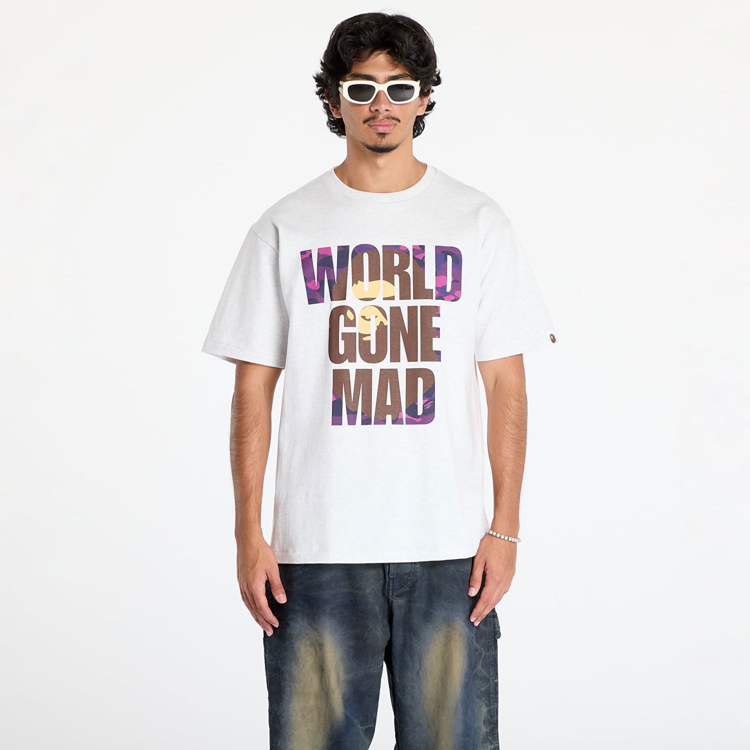 T-shirt BAPE A BATHING APE Color Camo Wgm Ape Head Overlap T-Shirt Hvid | 001TEK801024M GRA, 0