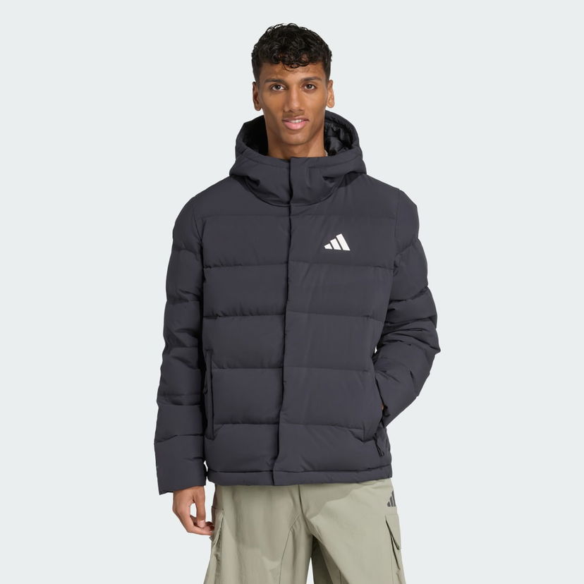 Puffer jakke adidas Performance Helionic CLIMAWARM Hooded Down Puffer Jacket Sort | JN2099