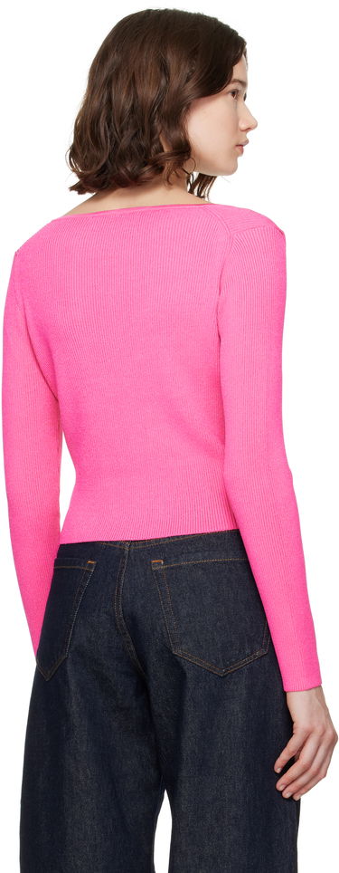 Sweater Versace Versace Safety Pin Ribbed Knit Cardigan Lyserød | 1020887_1A12699, 2