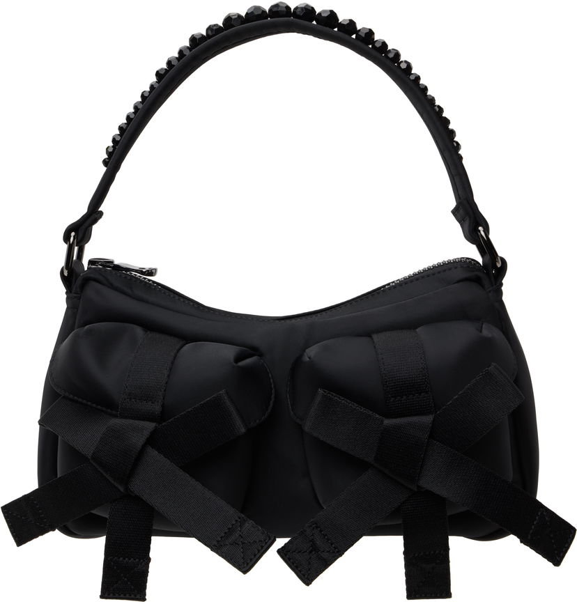 Håndtaske Simone Rocha Simone Rocha Beaded Utility Bow Pochette Bag Sort | BAG176B 0761