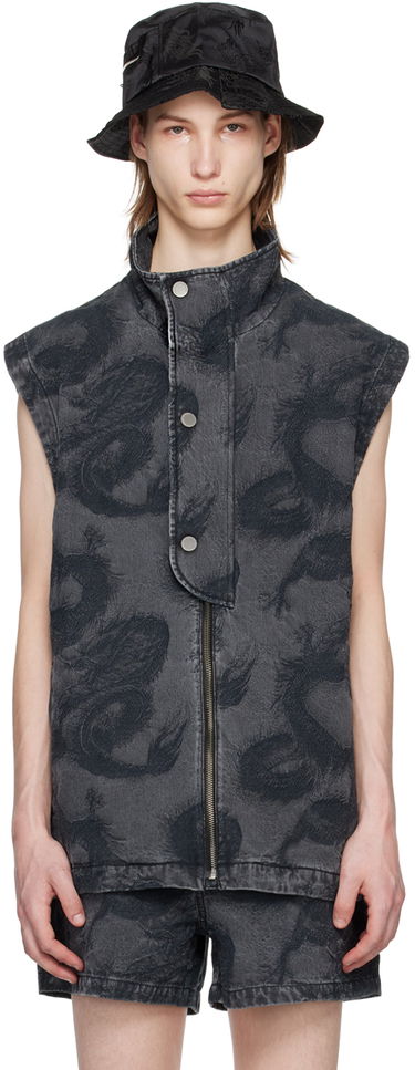 Vest Feng Chen Wang Feng Chen Wang Dragon Denim Vest Sort | FUS17VS04, 0