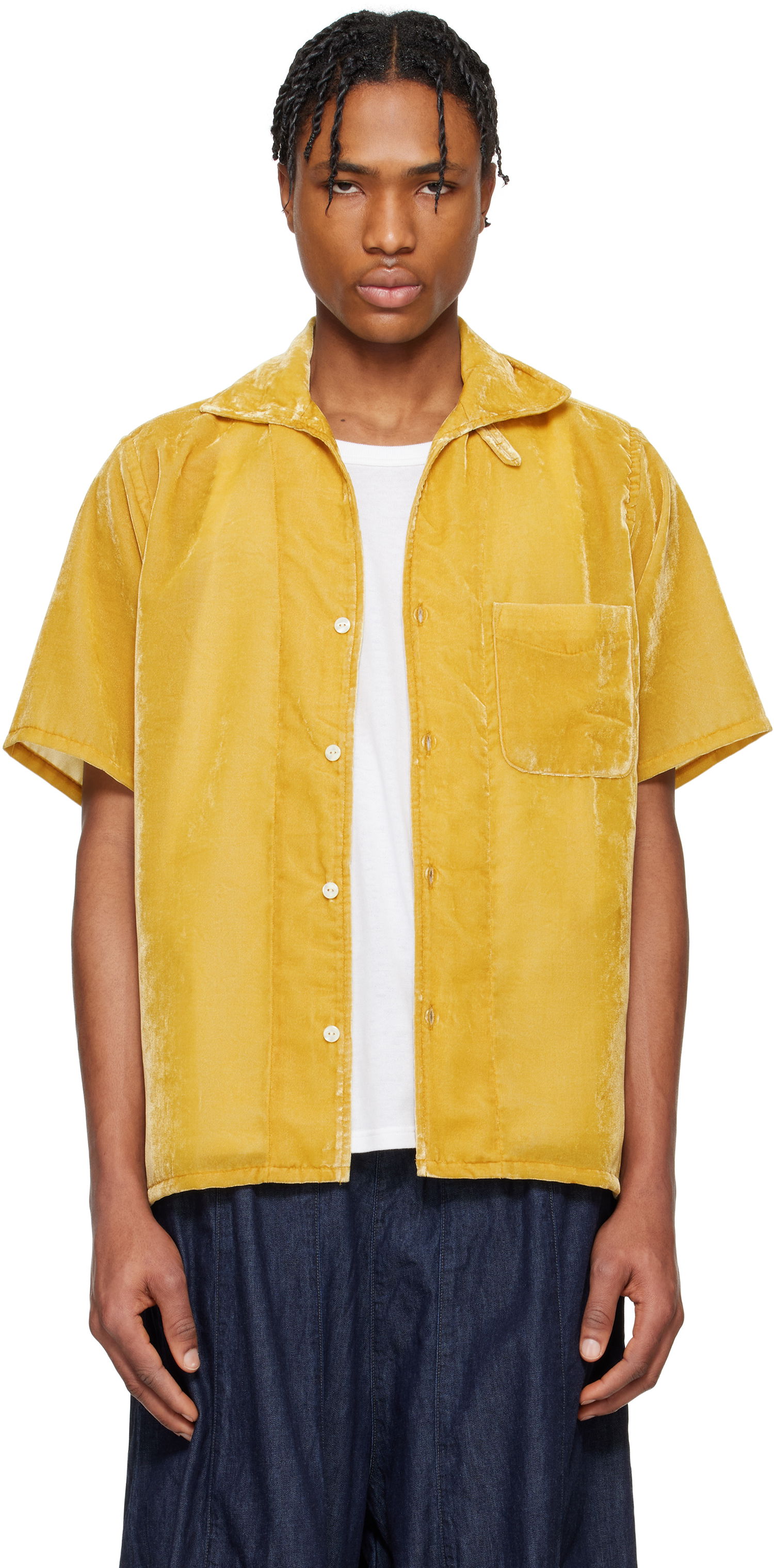 Skjorte Needles NEEDLES Italian Collar Velvet Shirt Gul | QV302, 0