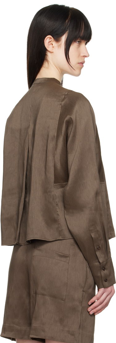 Skjorte Loulou de Saison Loulou de Saison Siara Band Collar Blouse Brun | SIARA, 2