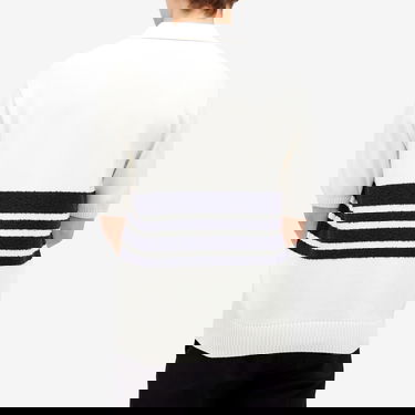 Sweater Palmes Palmes Panel Knit Polo Shirt, Size Large Hvid | P40-0019-062, 3