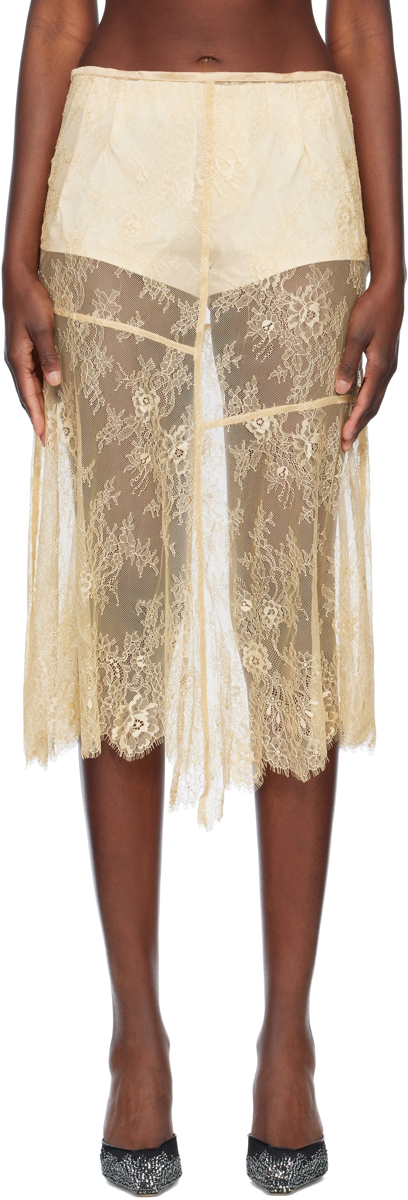 Nederdel STAND STUDIO Stand Studio Mathilde Lace Midi Skirt Beige | 66473-8001, 0