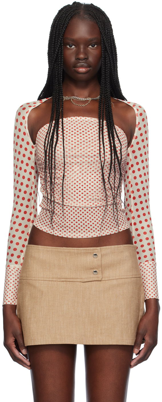 Nederdel Miaou Miaou Iris Polka Dot Long Sleeve T-Shirt Beige | 7112PM2WPD, 0