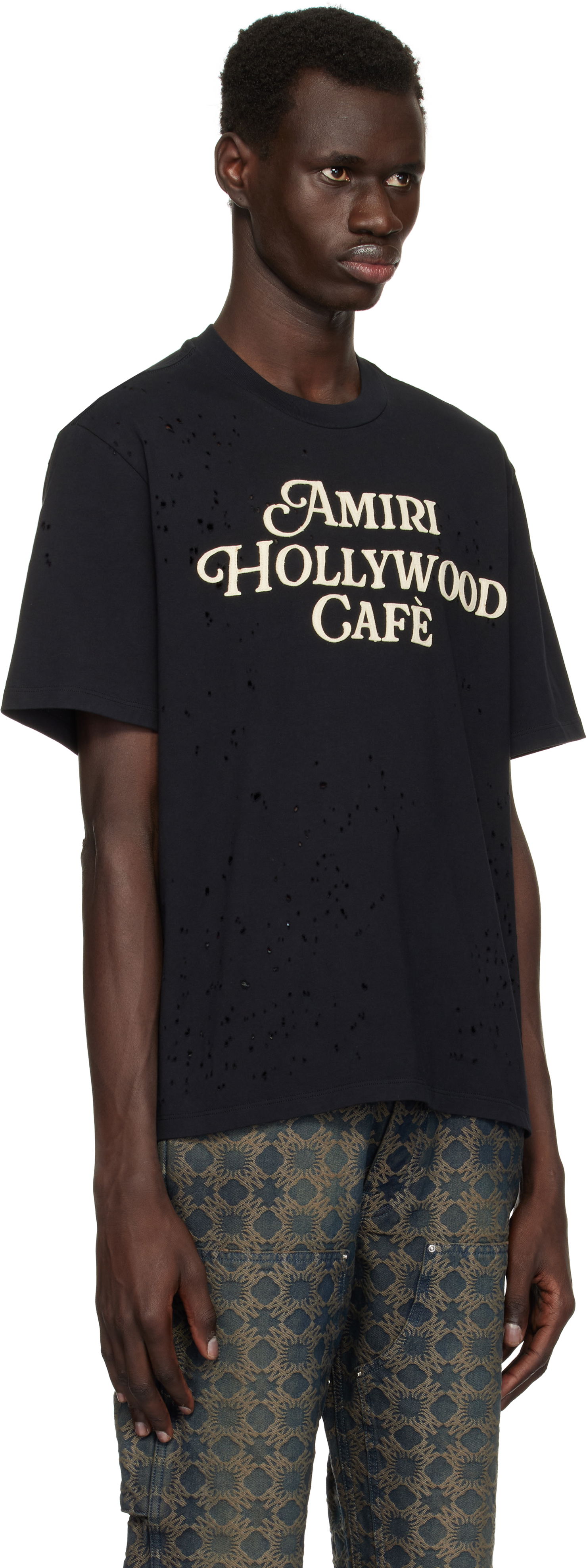 T-shirt AMIRI Amiri Hollywood Cafe Distressed T-Shirt Sort | AMJYTE1176, 1