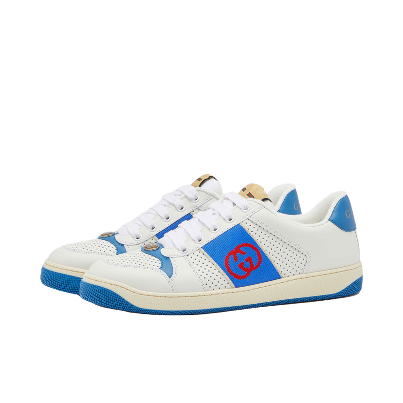 Sneakers og sko Gucci Men's Screener Sneakers in White/Blue, Size UK 6 | END. Clothing Hvid | 765054-AACV8-9055