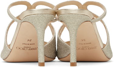Tilbehør Jimmy Choo Jimmy Choo Anise 75 Glitter Heeled Mules Metalisk | ANISE 75, 1