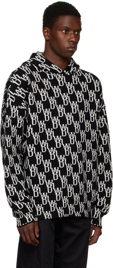 Sweatshirt We11done We11done Jacquard Knit Hoodie Sort | WD-KT3-22-628-U-BK, 1