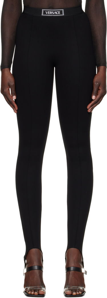 Leggings Versace Stirrup Leggings With Logo Sort | 1015879_1A12037_1B000, 0