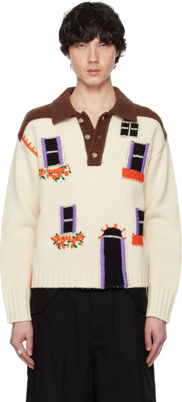 Sweater JW Anderson JW Anderson House Intarsia Polo Sweater Flerfarvet | KW1347-YN0413, 0