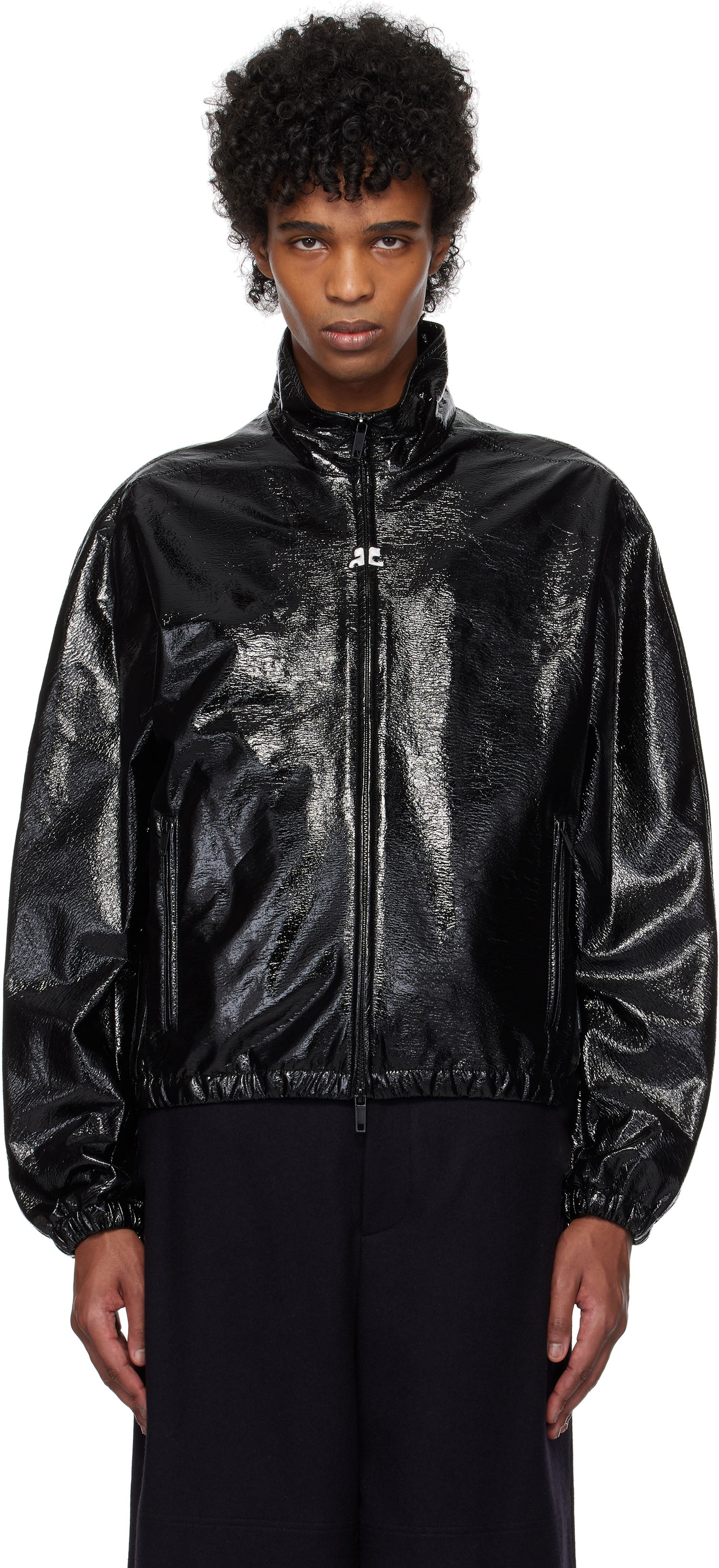 Jakke Courrèges Courrèges Vinyl Tracksuit Bomber Jacket Sort | 125CBL270VY0016, 0