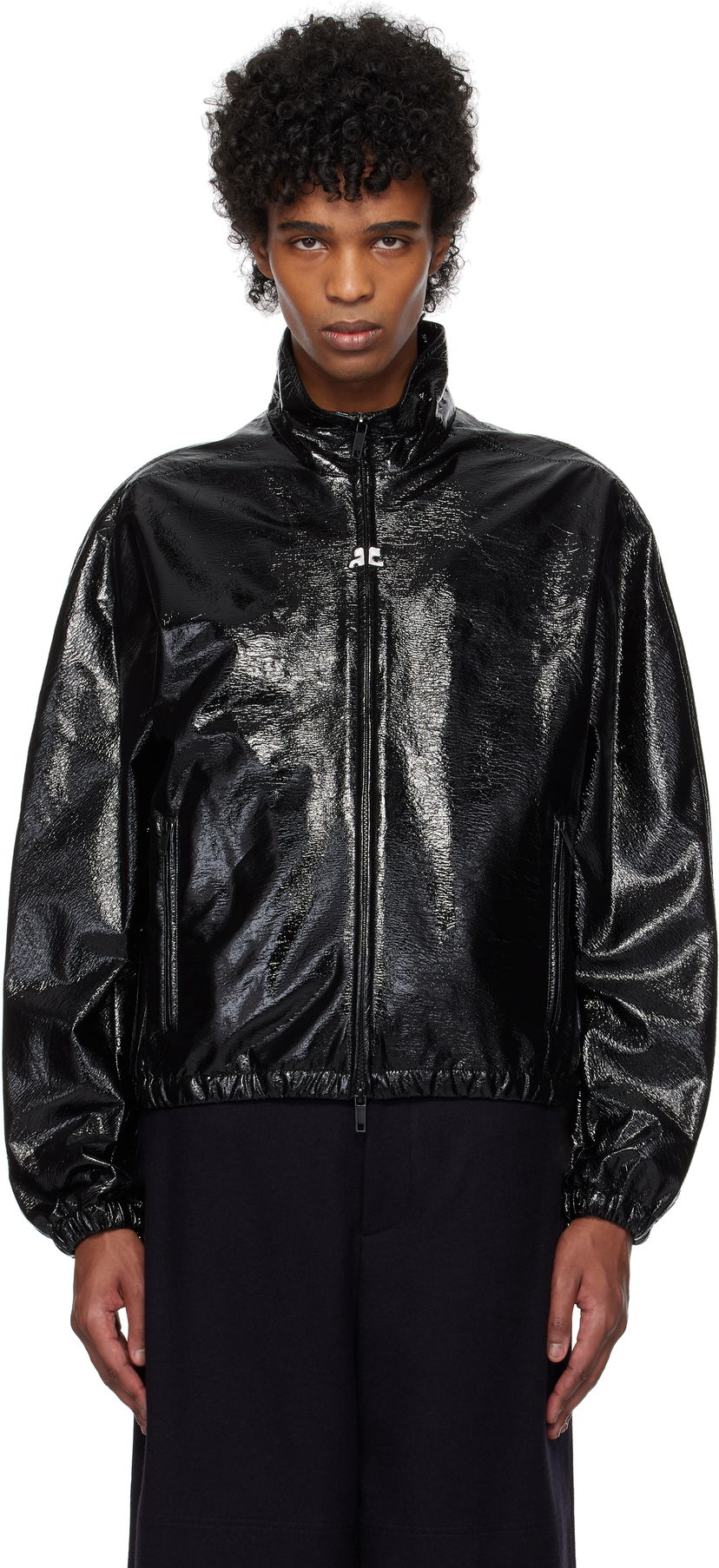 Jakke Courrèges Courrèges Vinyl Tracksuit Bomber Jacket Sort | 125CBL270VY0016