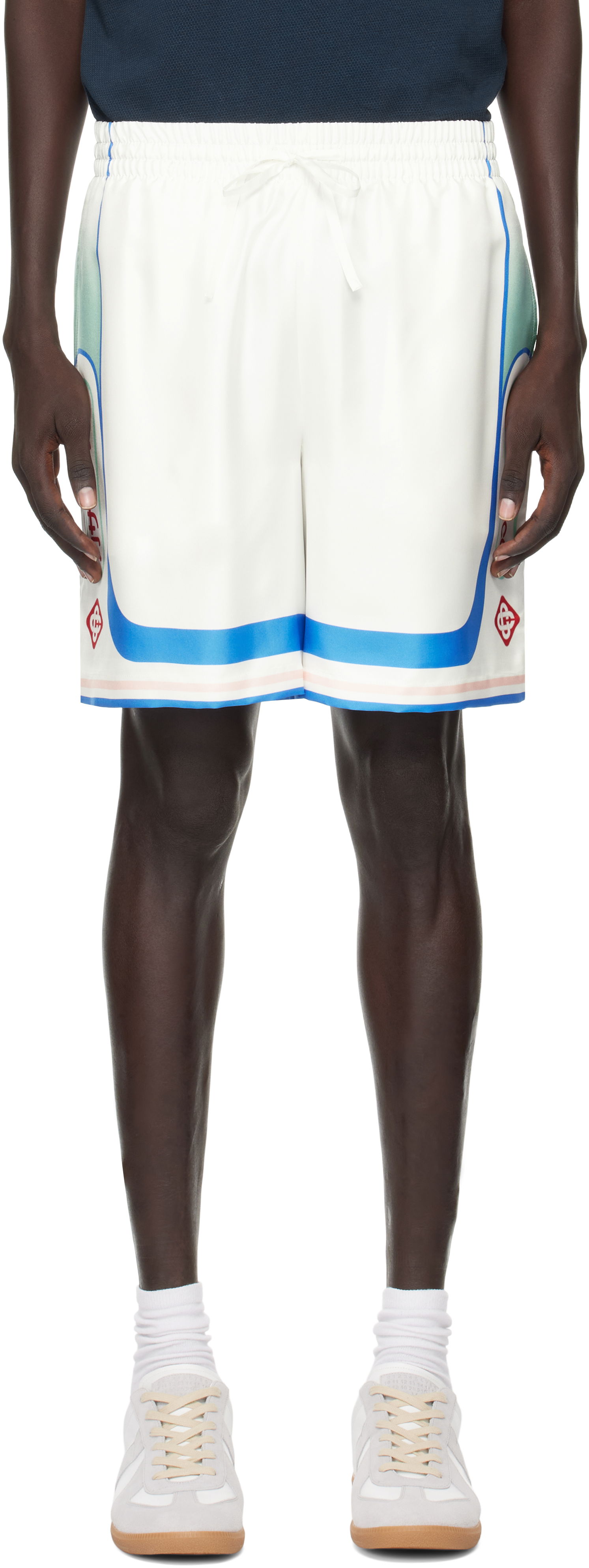 Shorts Casablanca Casablanca Fuji Dream Silk Shorts Hvid | MPF25-TR-012-04, 0