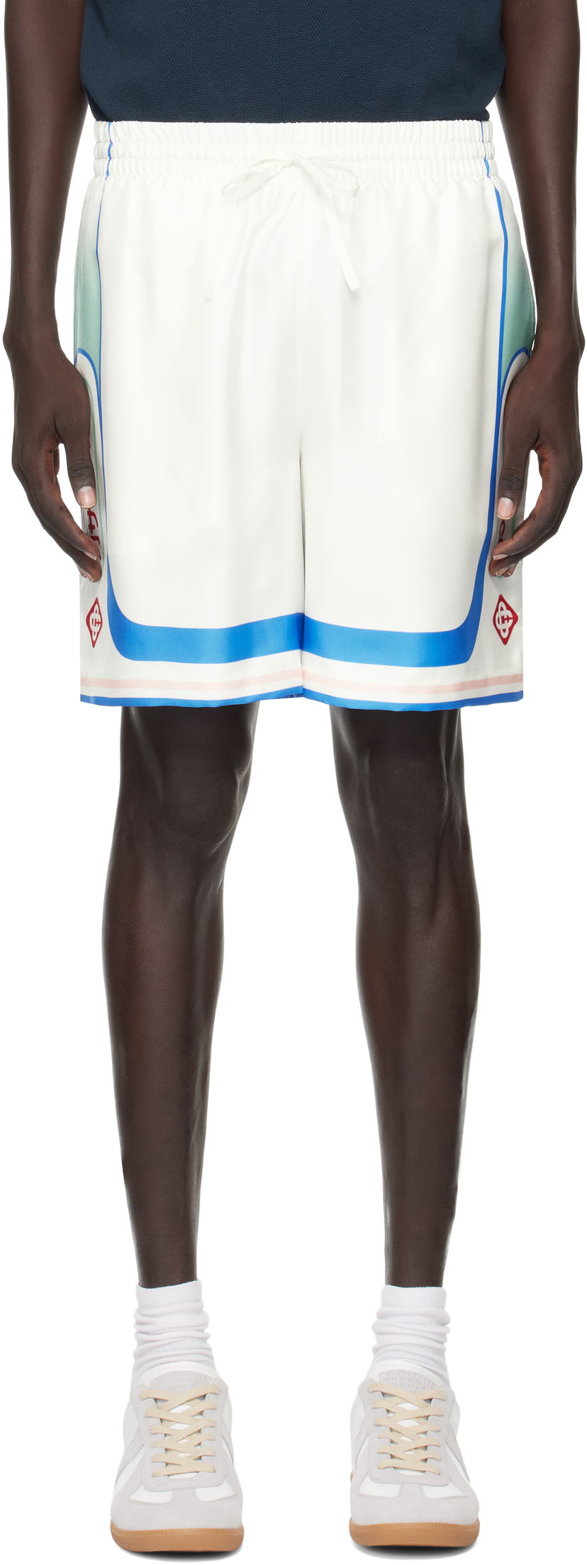 Shorts Casablanca Casablanca Fuji Dream Silk Shorts Hvid | MPF25-TR-012-04