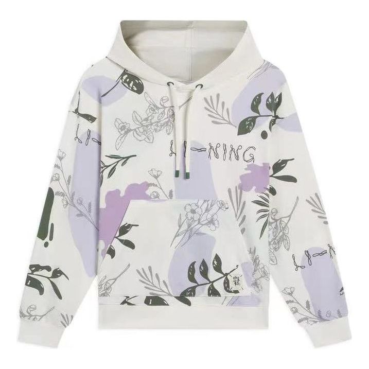 Sweatshirt Li-Ning Lifestyle Floral Print Hoodie Hvid | AWDS920-3