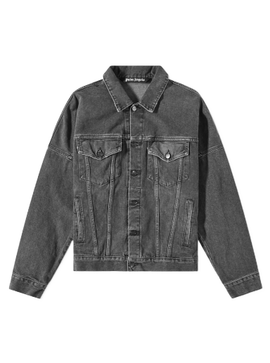 Jakke Palm Angels Logo Oversized Denim Jacket Grå | PMYE006C99DEN0011001