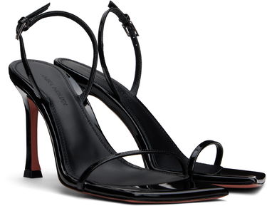 Skopleje Amina Muaddi Amina Muaddi Maya Slingback Heeled Sandals Sort | MAYA SLINGBACK PATENT, 3