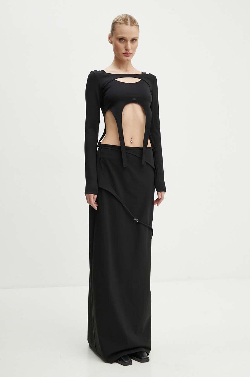 Crop top HELIOT EMIL Long Sleeve Cut-Out Top Sort | HE.W.13.051.BLK01, 1