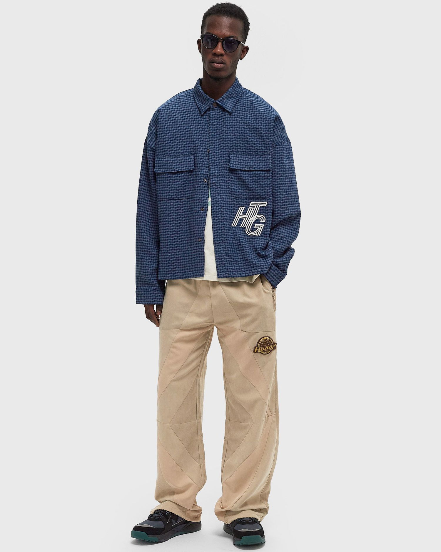 Skjorte Honor The Gift Houndstooth Overshirt Blå | HTG240460-NAVY, 1