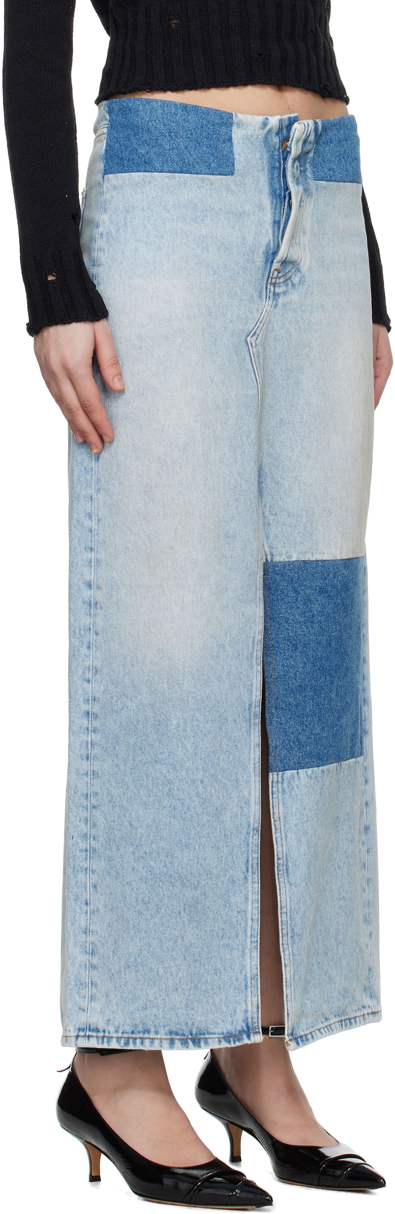 Nederdel Maison Margiela MM6 Maison Margiela Paneled Denim Maxi Skirt Blå | S62MI0032 M30018, 1