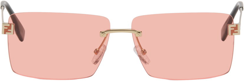 Solbriller FENDI 'Fendi' Sky Rimless Rectangular Sunglasses Lyserød | FE40165U@6032S 840126860030