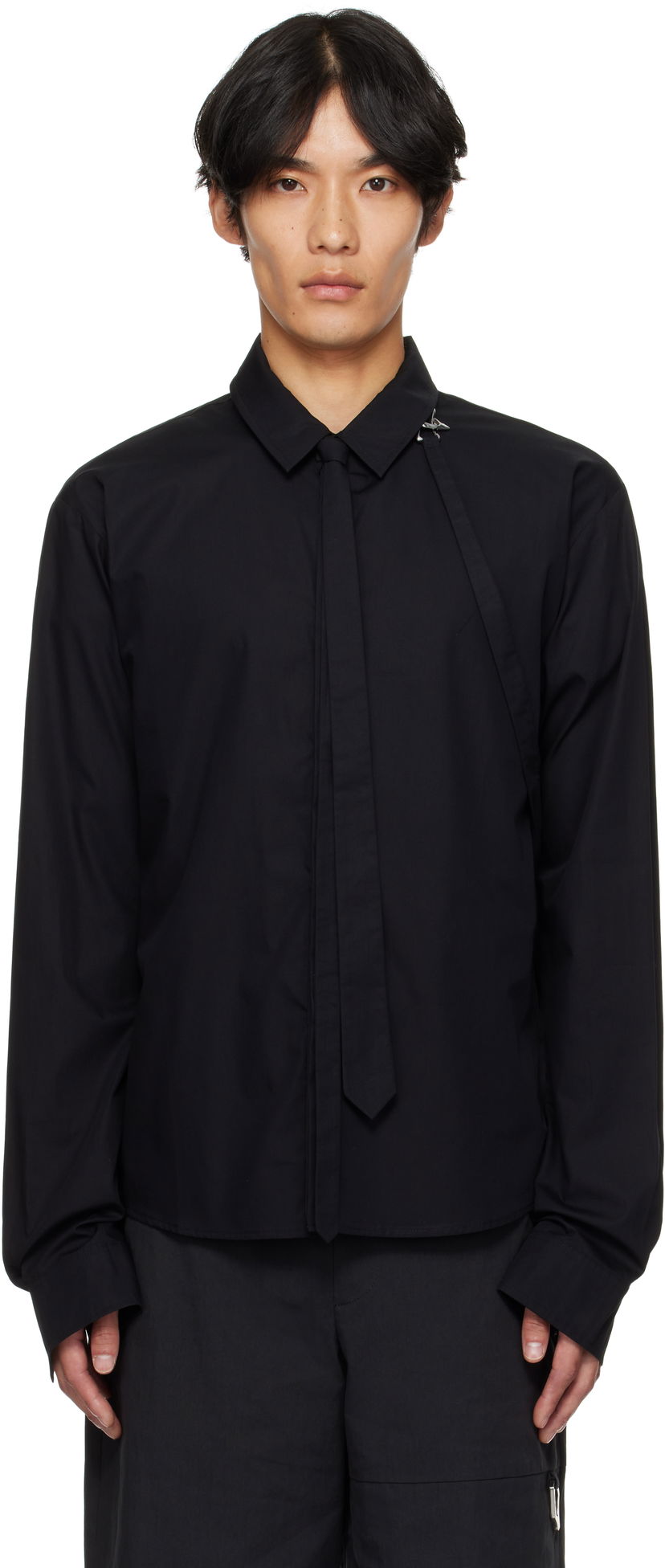 Skjorte HELIOT EMIL Spectra Strap-Detail Shirt Sort | PREAW25_M_05_067_BLK01