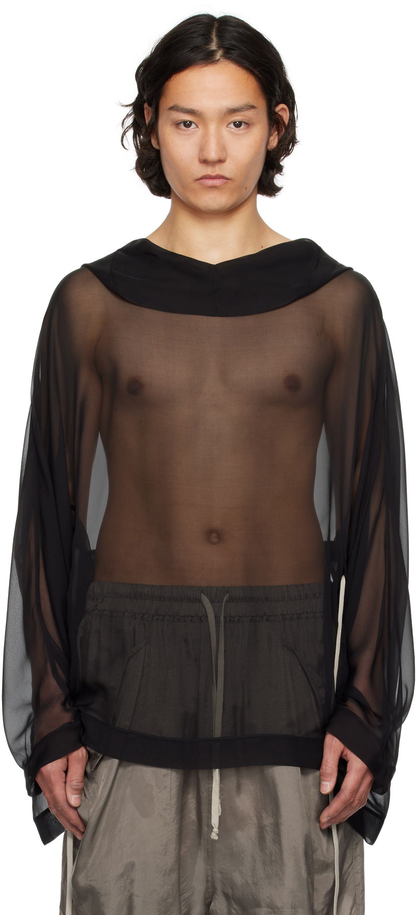 Sweater Rick Owens Rick Owens Hollywood Hooded Tunic Sort | RR01E5702 S