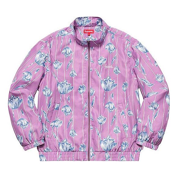 Bomberjakke Supreme Floral Silk Track Jacket Lilla | SUP-SS19-10343