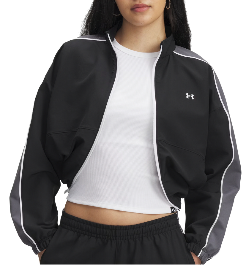 Jakke Under Armour Rival Swoven Cropped Full-Zip Track Jacket Sort | 6003715-003