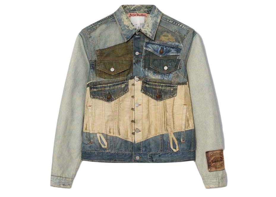 Jakke Acne Studios Printed Fitted Jacket Mid Blue Grå | B90747-863, 0