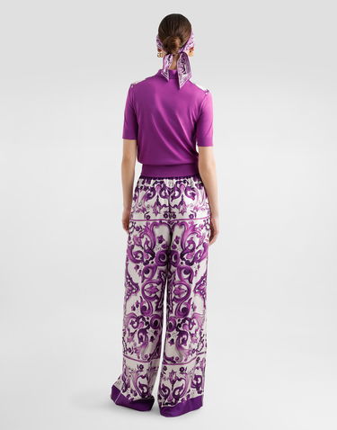 Bukser Dolce & Gabbana Dolce & Gabbana Majolica-Print Twill Trousers Lilla | FTDBNTHI1Y8I23TN, 2