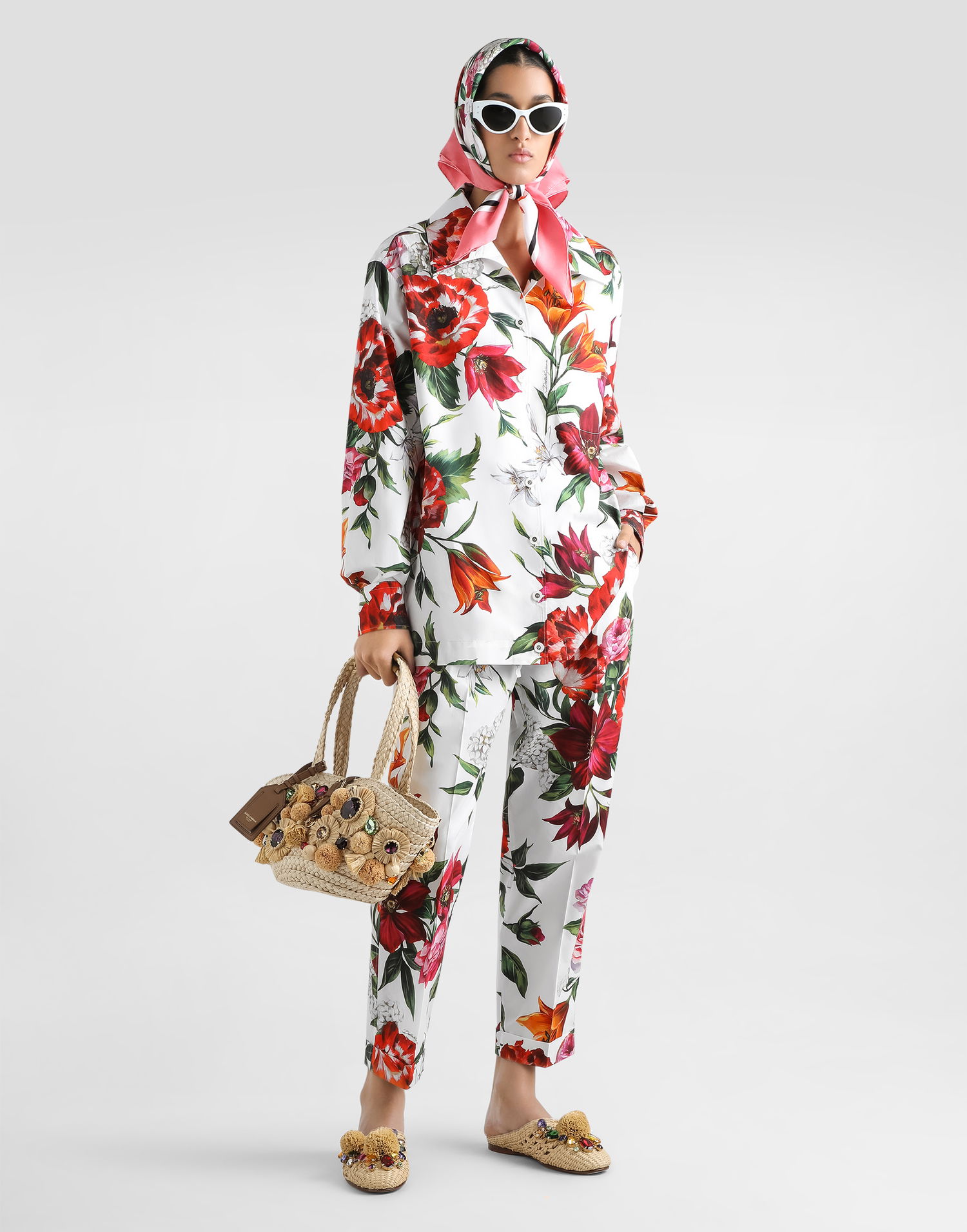 Bukser Dolce & Gabbana Dolce & Gabbana Floral Print Poplin Trousers Flerfarvet | FTDC3THS5TQHA5PB, 1