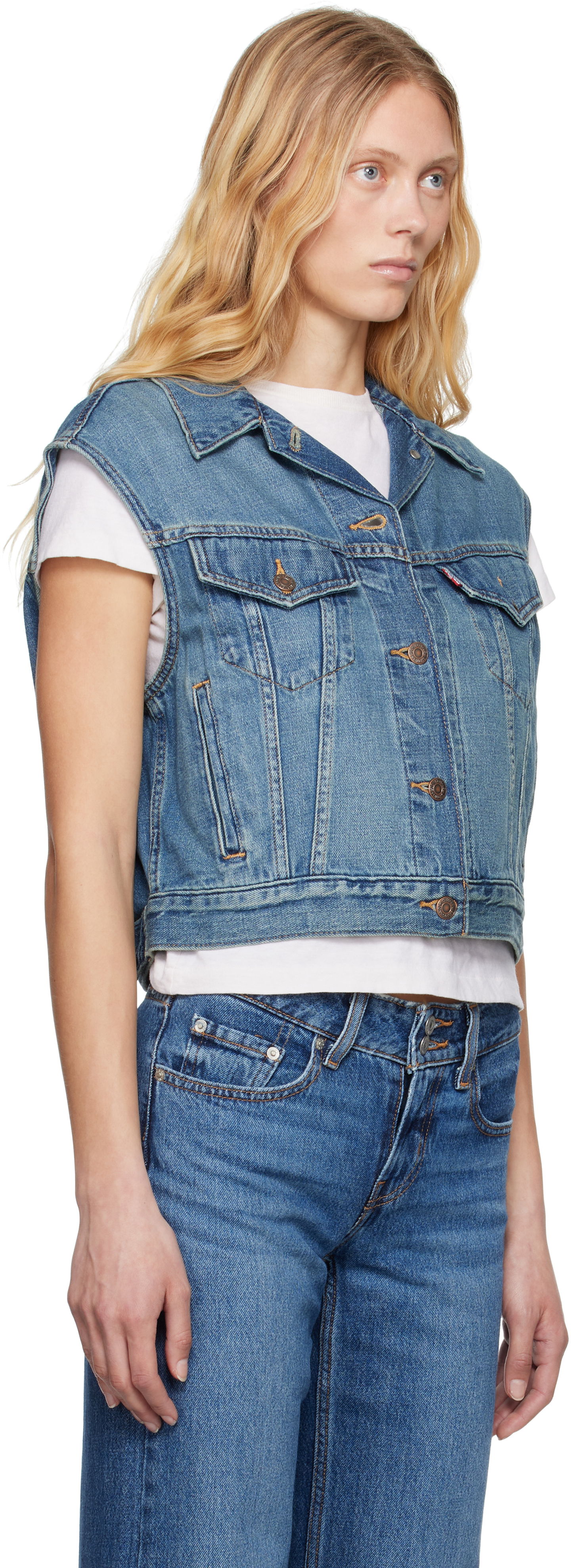 Vest Levi's Levi's Shrunken '90s Lightweight Denim Vest Blå | 001W2-0001, 1