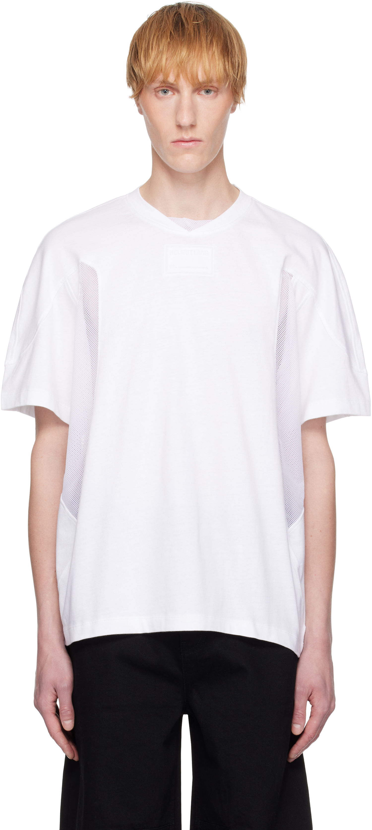 T-shirt Helmut Lang Helmut Lang Sport Mesh Panel T-Shirt Hvid | P02HM512, 0