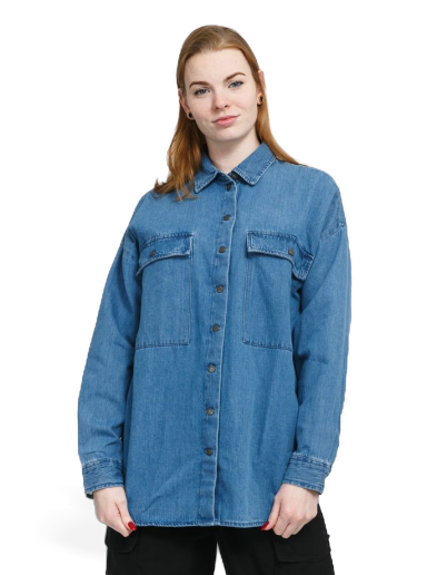 Skjorte Noisy May NMflanny L/S Shacket Blå | 27014398