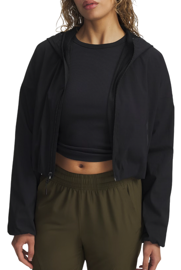Vindjakke Under Armour Unstoppable Woven Ripstop Hooded Cropped Full-Zip Jacket Sort | 6005967-003, 0