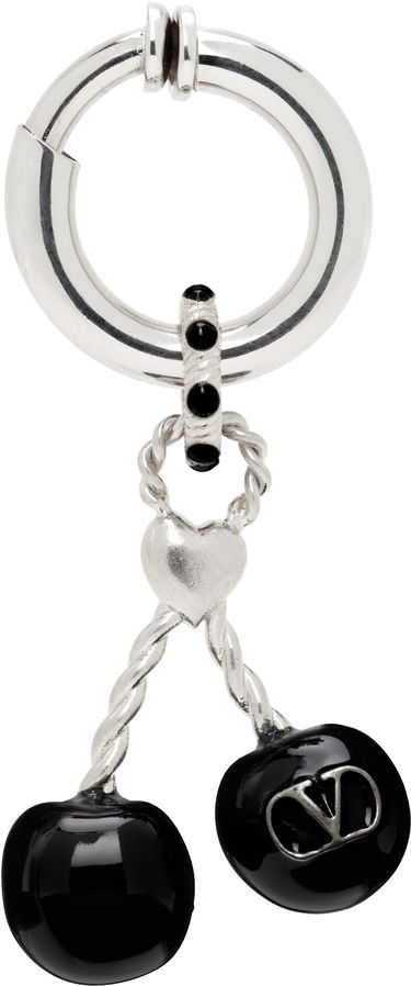 Øreringe Valentino Valentino Garavani Chez Valentino Silver-Tone & Black Onyx Cherry Clip-On Single Earring Metalisk | 7Y2J0AK1MJP, 0
