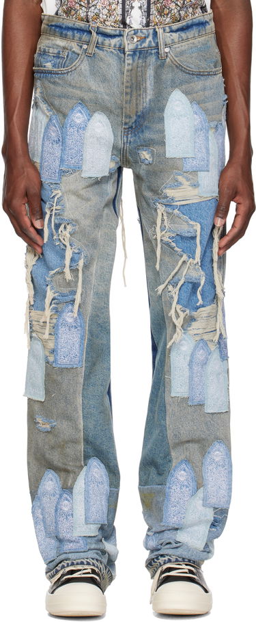 Jeans Who Decides War Who Decides War Patched Arch Repaired Blowout Jeans Blå | 1120970009SS25, 0