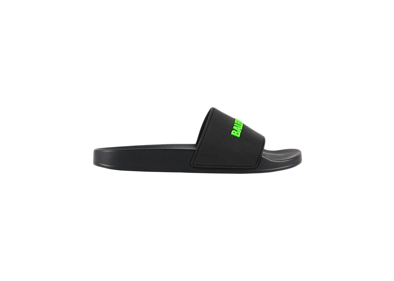 Sneakers og sko Balenciaga Pool Slide Black Fluo Green Sort | 565826W1S811030, 0